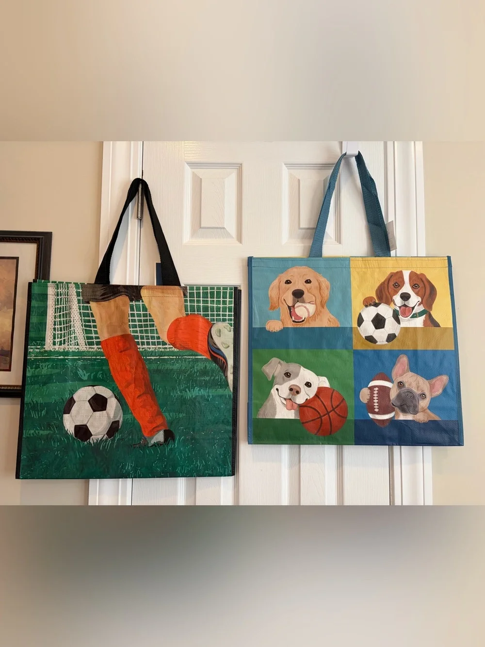 Marshalls/ Homegoods/ TJ Maxx Reusable Dog & Sports Pattern Tote Bags 🐶⚽️🏈🛍️